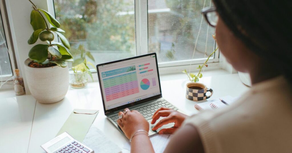 Young person working at home